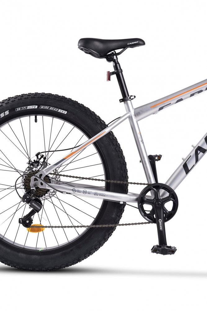CARPAT Bicicleta MTB-Fat Bike Aventus C26217A 26 Inch griportocaliunegru inaltime maxima utilizator 150-195 cm pana la 120 kg Sistem de franare mecanic pe disc Anvelope Compass suspensie pe arc