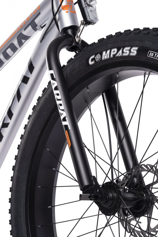 CARPAT Bicicleta MTB-Fat Bike Aventus C26217A 26 Inch griportocaliunegru inaltime maxima utilizator 150-195 cm pana la 120 kg Sistem de franare mecanic pe disc Anvelope Compass suspensie pe arc
