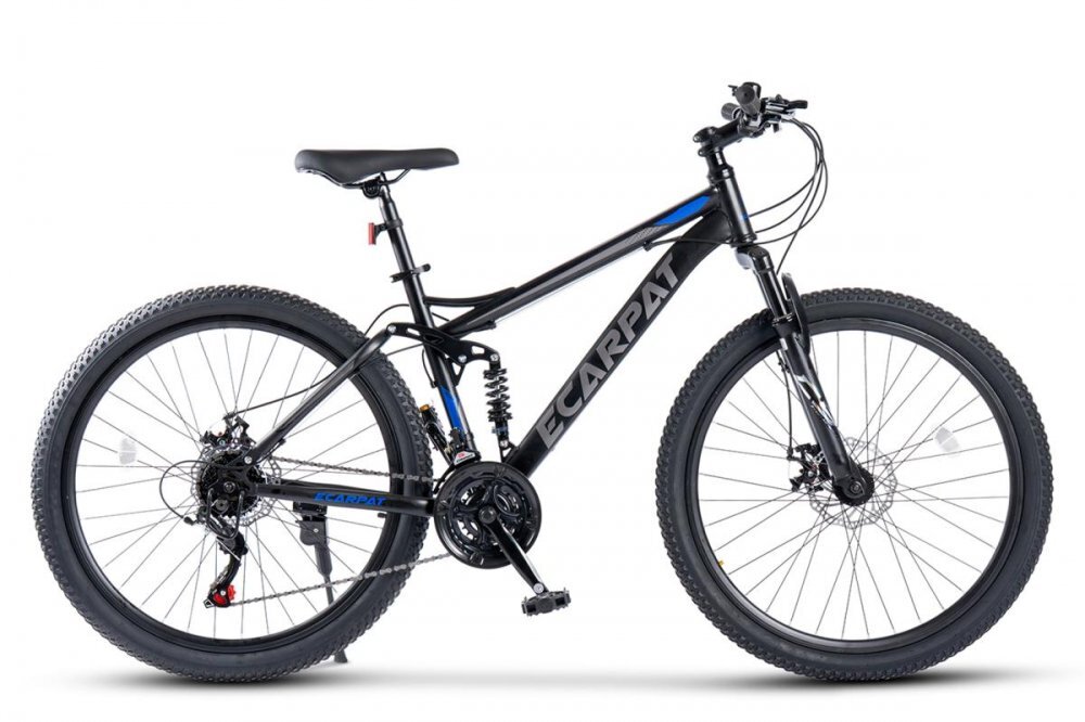 CARPAT Bicicleta MTB Full-Suspension E- E2660A NegruGriAlbastru 26 inch 150-165 cm inch greutate suportata 100 kg