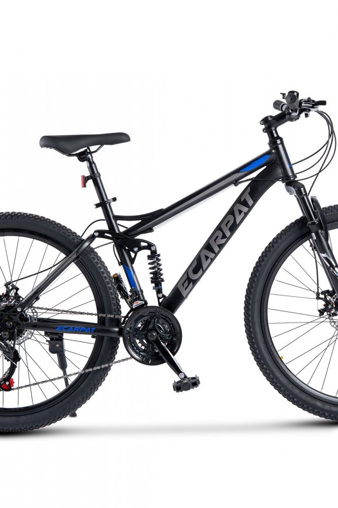 CARPAT Bicicleta MTB Full-Suspension E- E2660A NegruGriAlbastru 26 inch 150-165 cm inch greutate suportata 100 kg