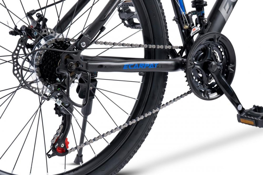 CARPAT Bicicleta MTB Full-Suspension E- E2660A NegruGriAlbastru 26 inch 150-165 cm inch greutate suportata 100 kg