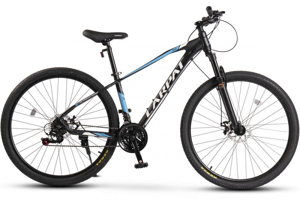 CARPAT Bicicleta MTB-HT Ian 2.9 C2959G NegruAlbAlbastru roti 29 inch 21 viteze inaltime utilizator 170-195 cm greutate suportata 120 kg