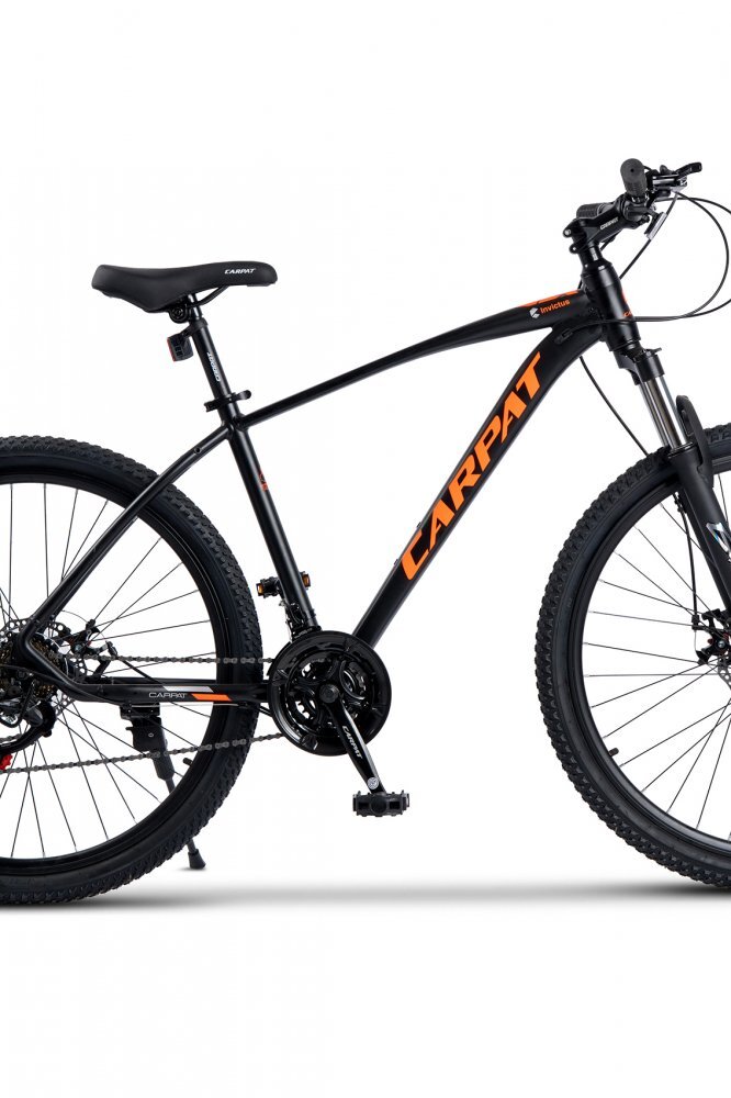 CARPAT Bicicleta MTB Invictus C27357C NegruPortocaliu roti 27.5 inch inaltime utilizator 160-175 cm greutate suportata 120 kg