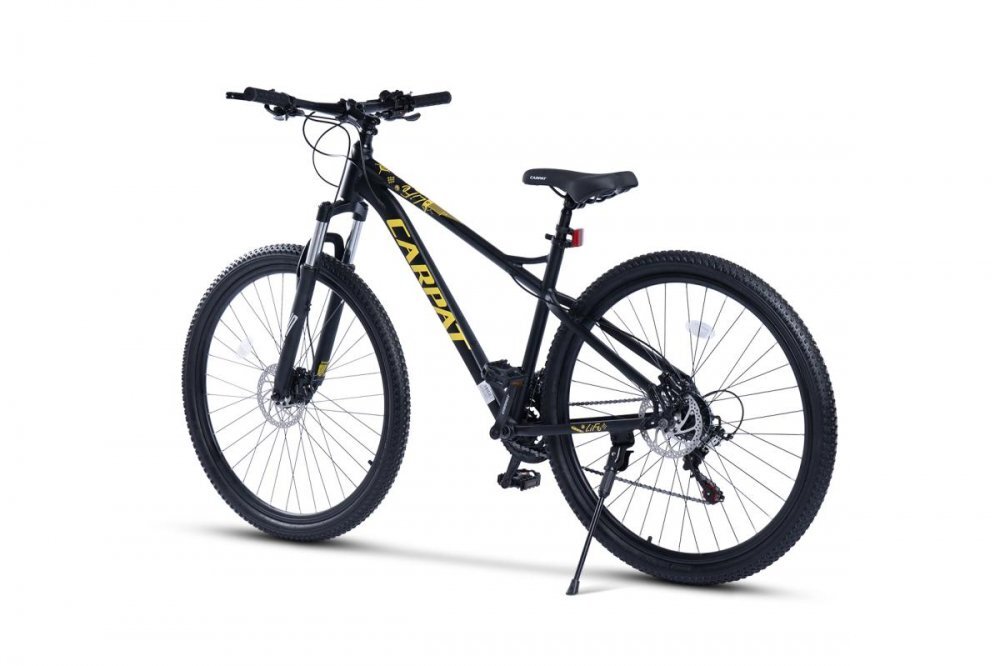 CARPAT Bicicleta MTB Ride C29303H NegruGalben roti 29 inch echipare Shimano manete secventiale frane hidraulice cabluri integrate 21 viteze