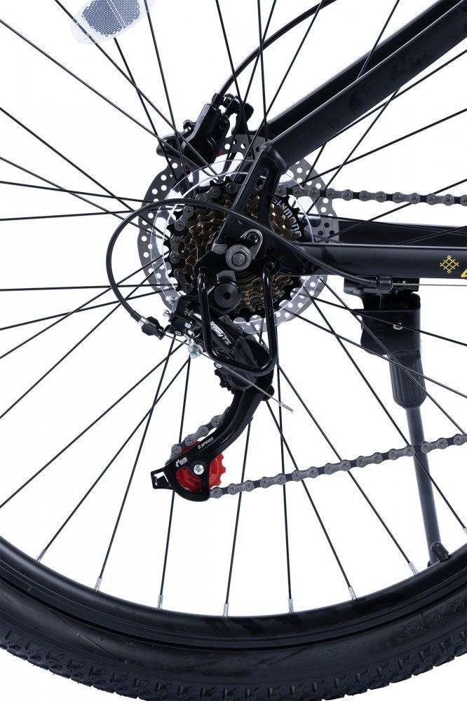 CARPAT Bicicleta MTB Ride C29303H NegruGalben roti 29 inch echipare Shimano manete secventiale frane hidraulice cabluri integrate 21 viteze
