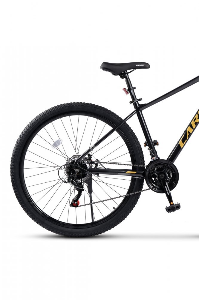 CARPAT Bicicleta MTB Tanker C29312B NegruGalben roti 29 inch 21 viteze frana pe disc inaltime utilizator 175-190 cm greutate suportata 120 kg