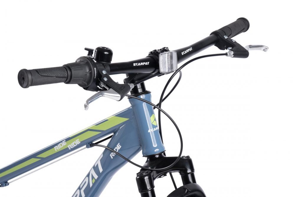 CARPAT Bicicleta pentru copii E Ride S24109C AlbastruVerde 24 inch echipare Shimano anvelope late furca cu suspensie frane disc 7 viteze