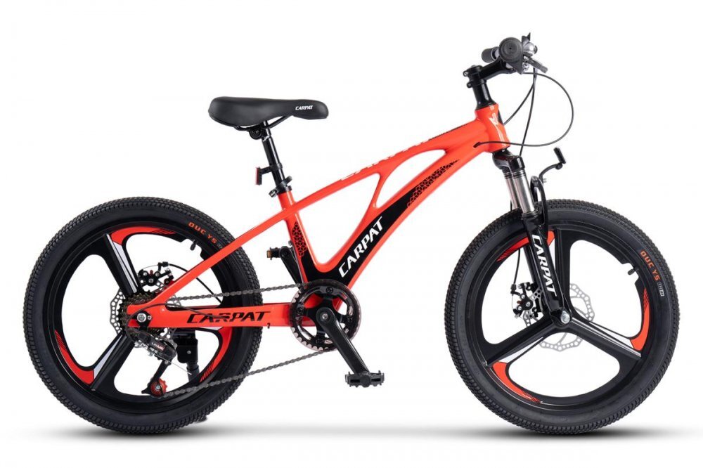 CARPAT Bicicleta pentru copii MTB C20343A RosuNegru roti 20 inch cadru magneziu frane disc 7 viteze