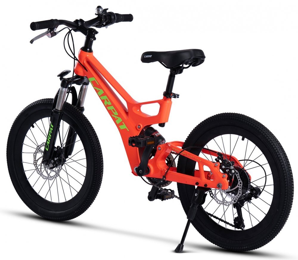 CARPAT Bicicleta pentru copii MTB-FS C20344A PortocaliuVerde roti 20 inaltime utilizator 120-155 cm greutate suportata 80 kg