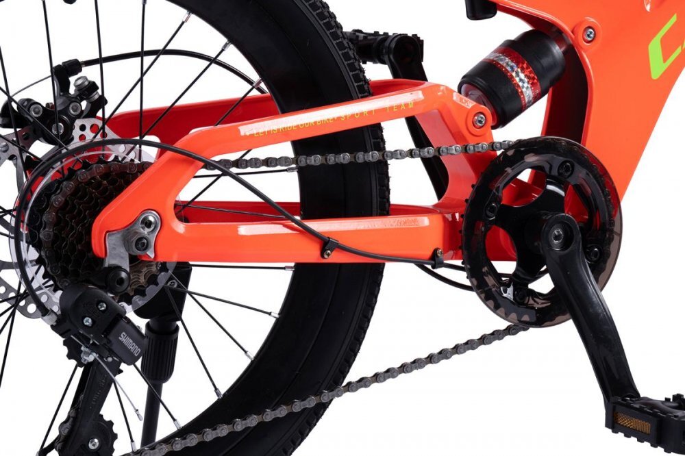 CARPAT Bicicleta pentru copii MTB-FS C20344A PortocaliuVerde roti 20 inaltime utilizator 120-155 cm greutate suportata 80 kg