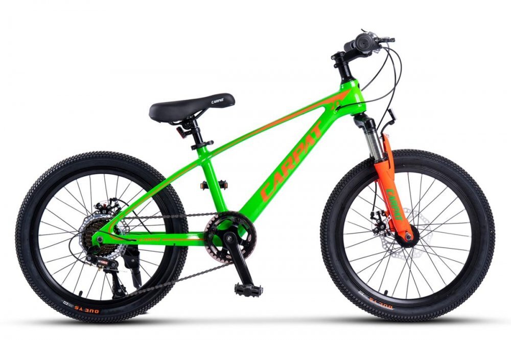 CARPAT Bicicleta pentru copii MTB Hiro C20342A VerdePortocaliu roti 20 inch inaltime utilizator 120-155 cm greutate suportata 80 kg