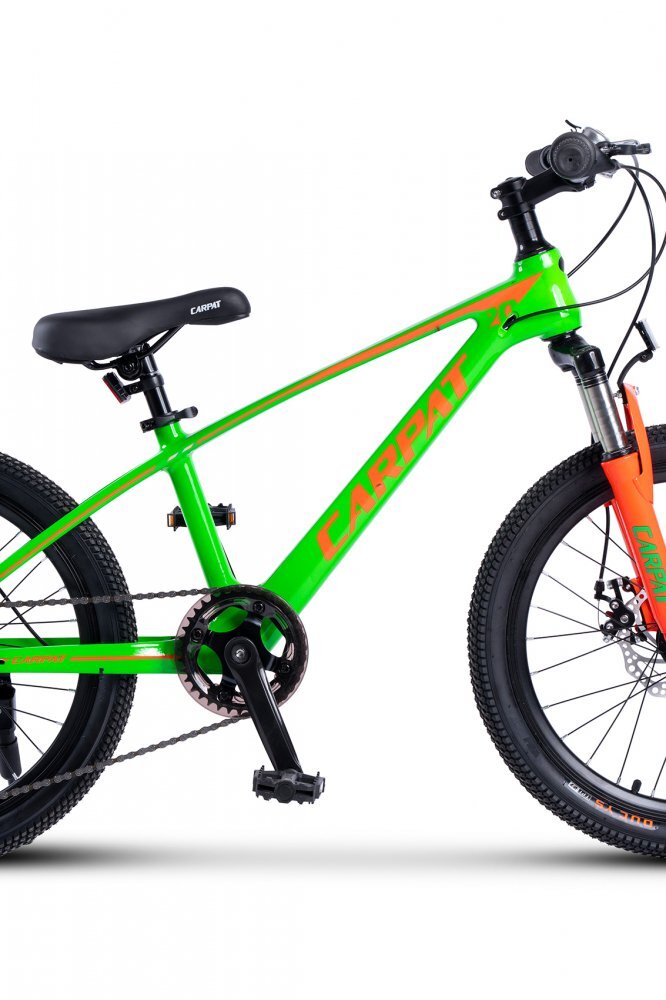 CARPAT Bicicleta pentru copii MTB Hiro C20342A VerdePortocaliu roti 20 inch inaltime utilizator 120-155 cm greutate suportata 80 kg
