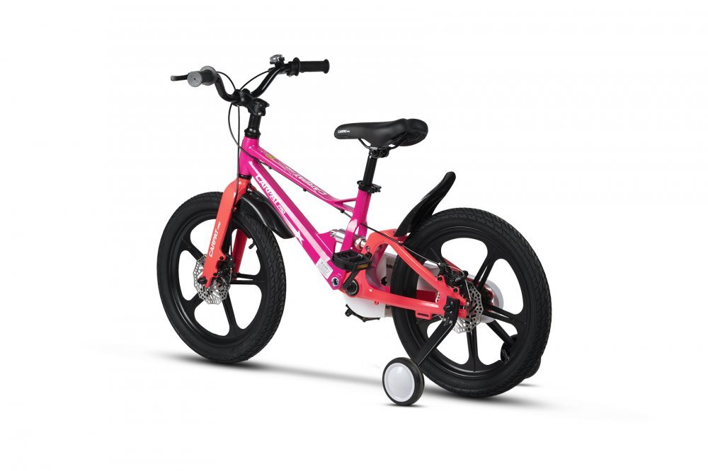 CARPAT Bicicleta pentru copii PRO C18144B 18 inch FucsiaRoz 5-7 ani Cadru aluminiu cu Suspensie Frana spate tambur frana fata V-Brake Aparatoare lant Janta Magneziu Aparatori noroi fataspate Sonerie