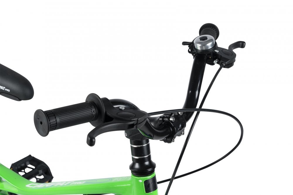 CARPAT Bicicleta pentru copii PRO C18144B 18 inch VerdeAlbastru 5-7 ani Cadru aluminiu cu Suspensie Frana spate tambur frana fata V-Brake Aparatoare lant Janta Magneziu Aparatori noroi fataspate Sonerie