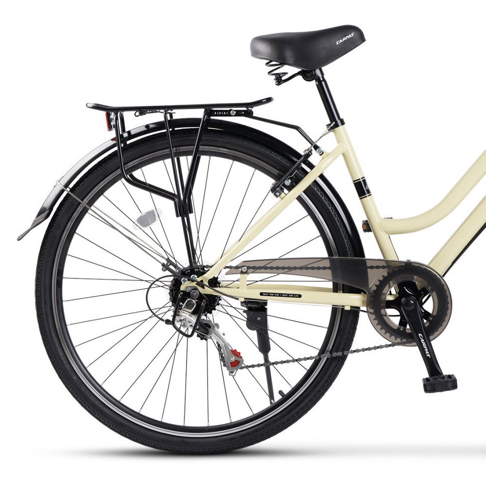 CARPAT Bicicleta Trekking Altay C28262G BejNegru roti 28 inch echipare Shimano 7 viteze maneta rotativa cos fata