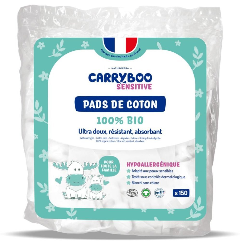 Carryboo Dischete dreptunghiulare din bumbac Bio 150 bucati