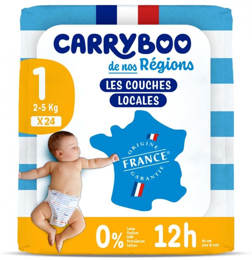 Carryboo Scutece C1(2-5kg) fara parfum nou nascuti marimea 1 24 bucati