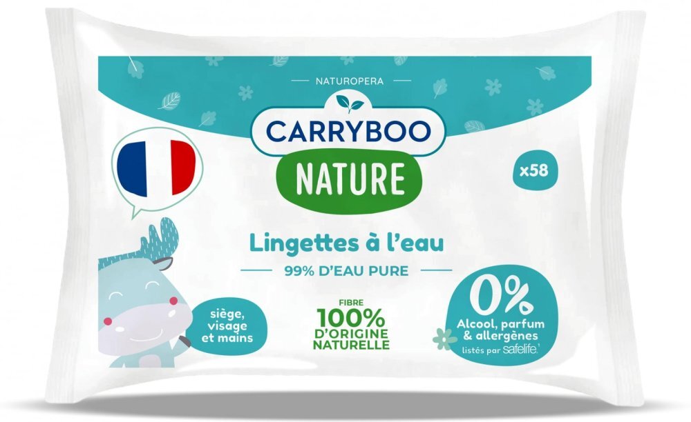 Carryboo Servetele de apa umede hipoalergenice fara parfum cu extract Bio de musetel 58 bucati