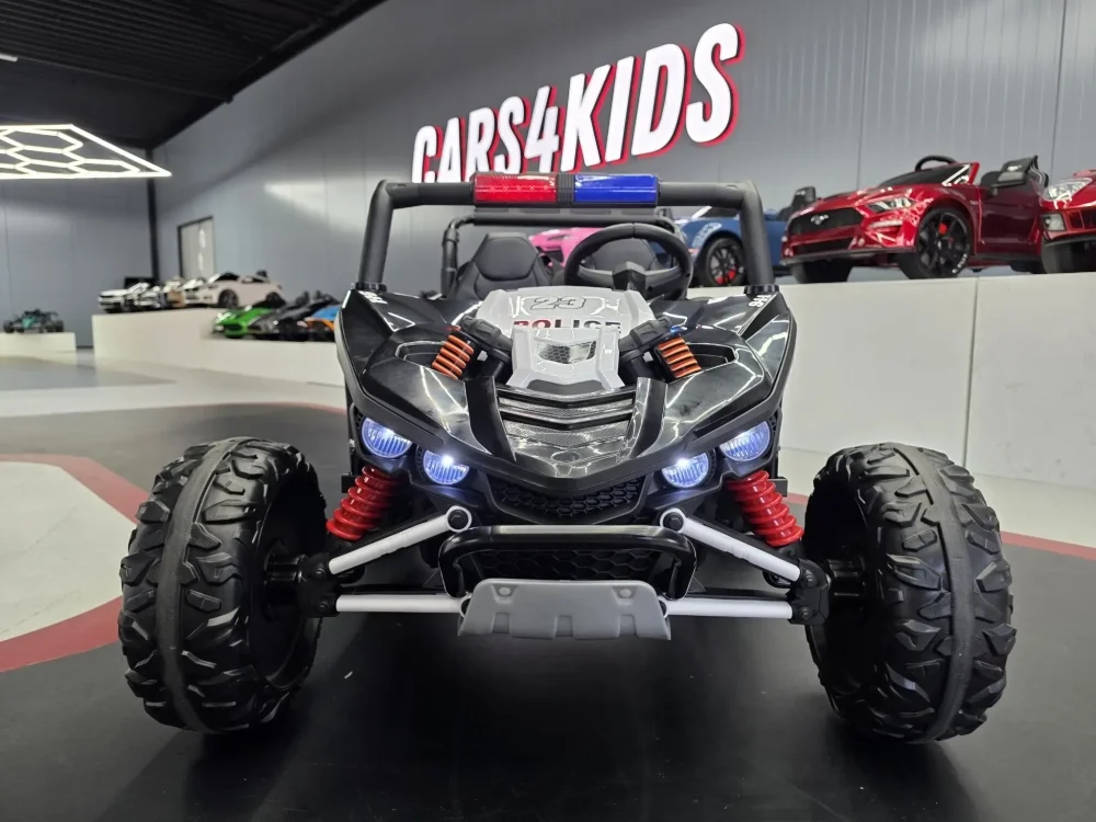 Cars4Kids Buggy electric pentru copii Police Patrol 24V 2 locuri 2 motoare 400W girofar Led bluetooth suspensii centura 3 puncte maxim 50 kg