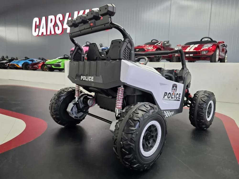 Cars4Kids Buggy electric pentru copii Police Patrol 24V 2 locuri 2 motoare 400W girofar Led bluetooth suspensii centura 3 puncte maxim 50 kg