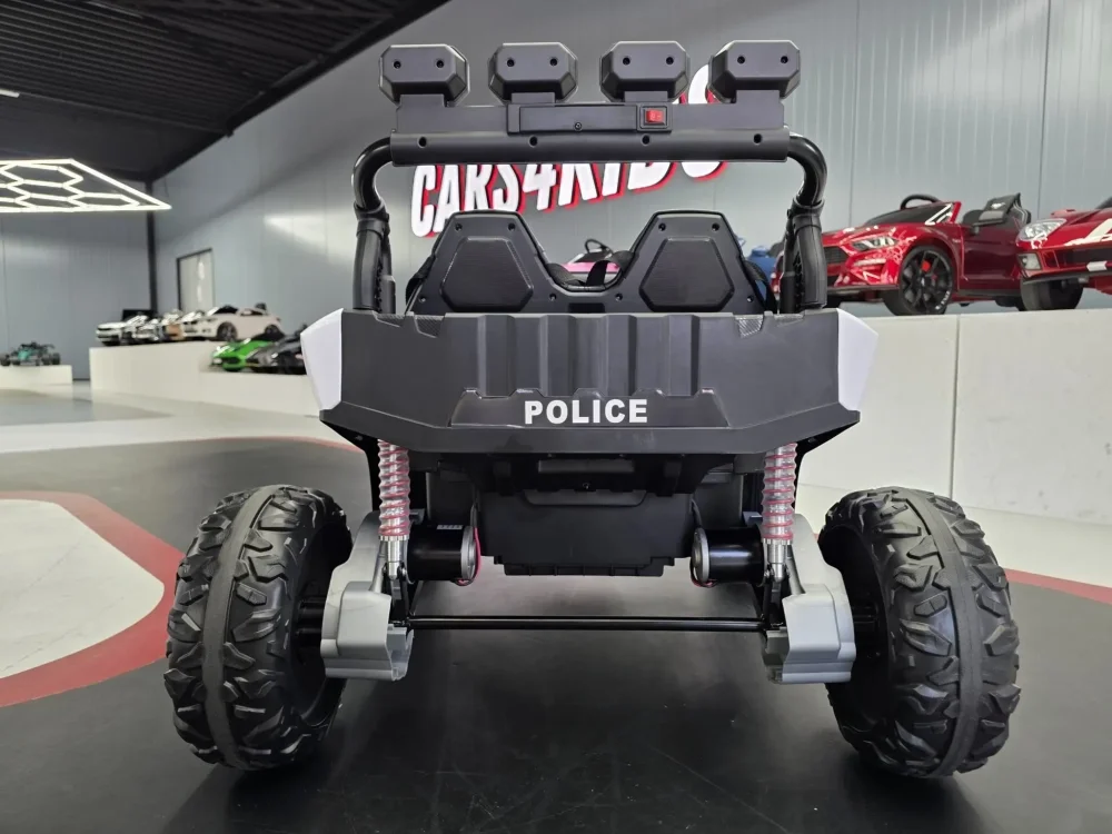 Cars4Kids Buggy electric pentru copii Police Patrol 24V 2 locuri 2 motoare 400W girofar Led bluetooth suspensii centura 3 puncte maxim 50 kg