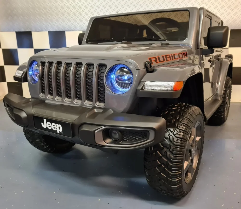 Cars4Kids Jeep electric pentru copii Gladiator Rubicon Gri 12V licenta oficiala 2 locuri usi functionale