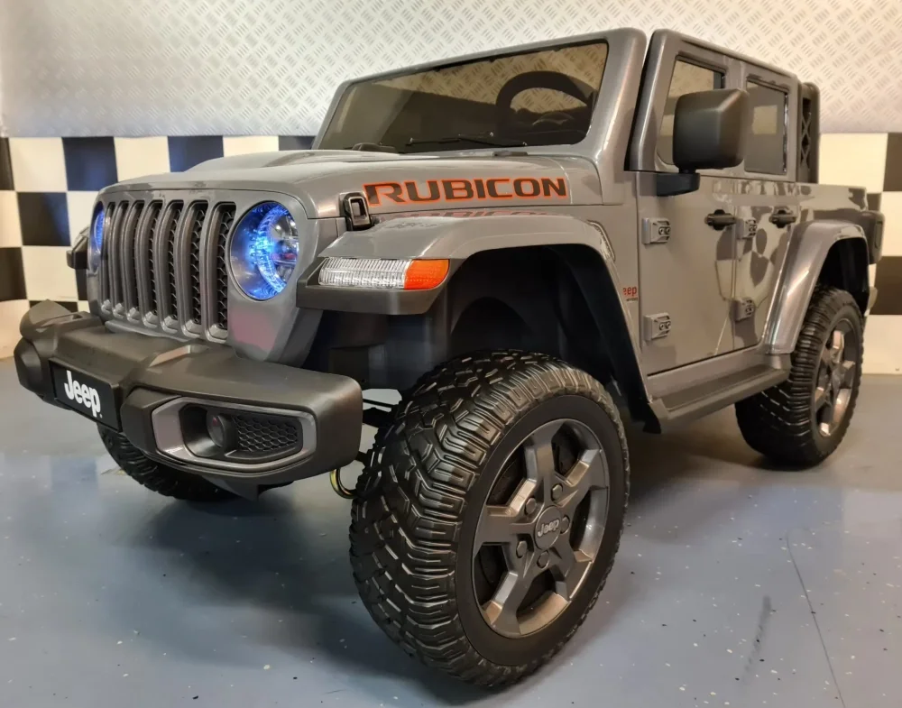 Cars4Kids Jeep electric pentru copii Gladiator Rubicon Gri 12V licenta oficiala 2 locuri usi functionale
