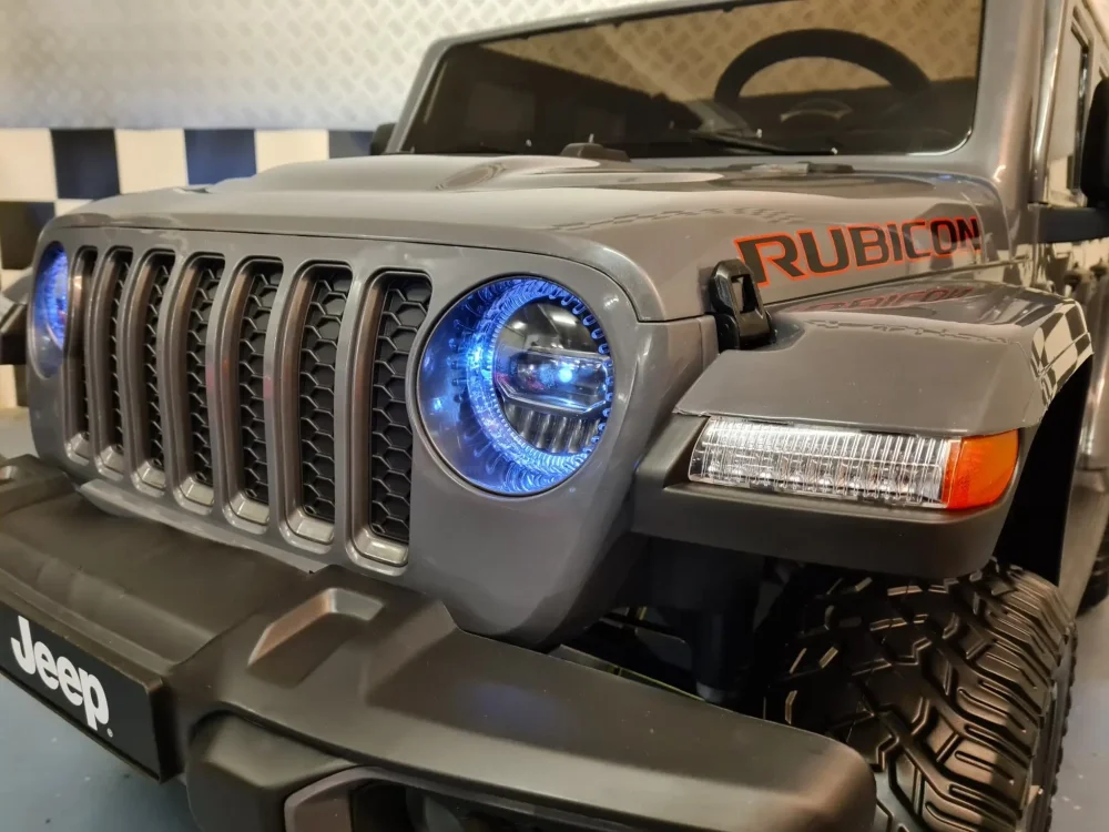 Cars4Kids Jeep electric pentru copii Gladiator Rubicon Gri 12V licenta oficiala 2 locuri usi functionale