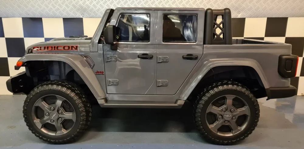 Cars4Kids Jeep electric pentru copii Gladiator Rubicon Gri 12V licenta oficiala 2 locuri usi functionale