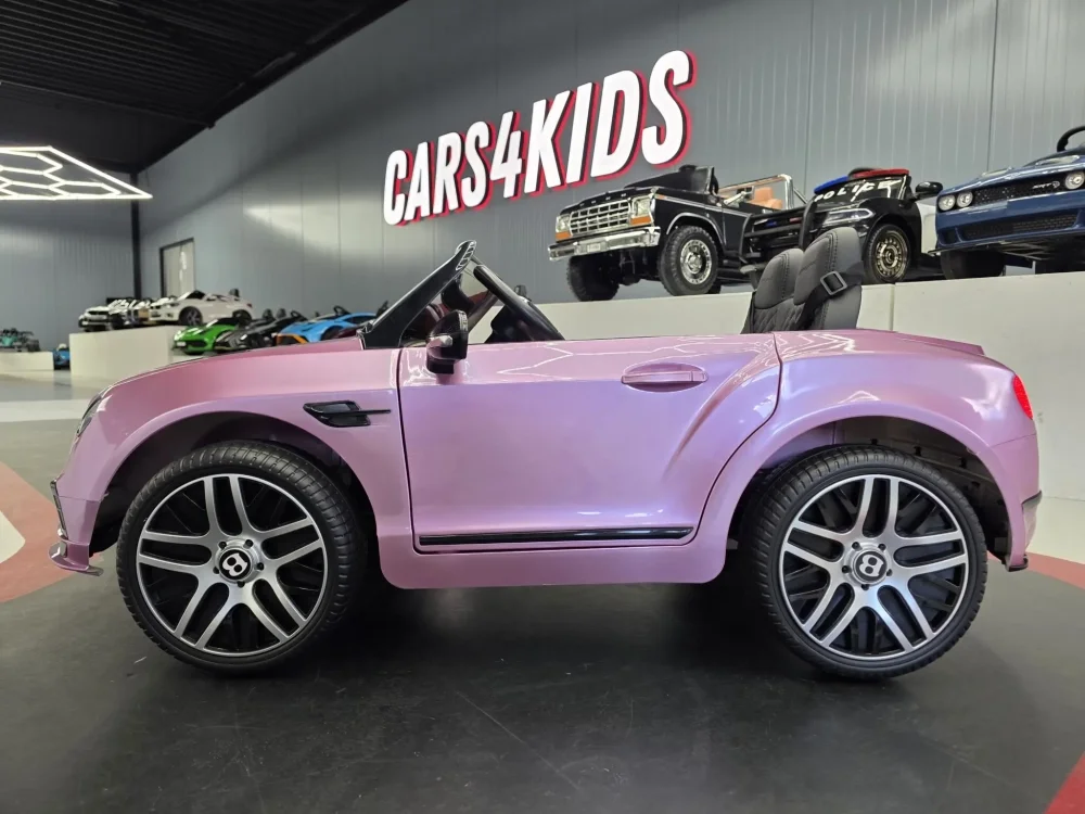 Cars4Kids Masinuta electrica pentru copii Bentley Continental Roz Metalizat 12V telecomanda 2.4G sa piele neagra usi functionale