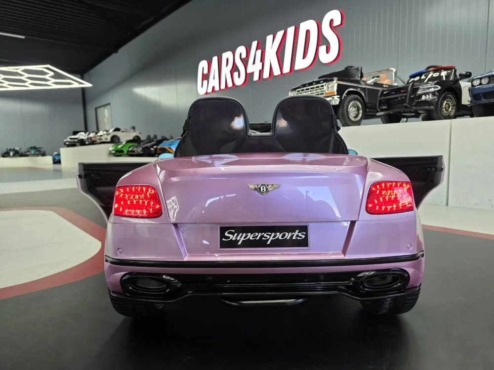 Cars4Kids Masinuta electrica pentru copii Bentley Continental Roz Metalizat 12V telecomanda 2.4G sa piele neagra usi functionale