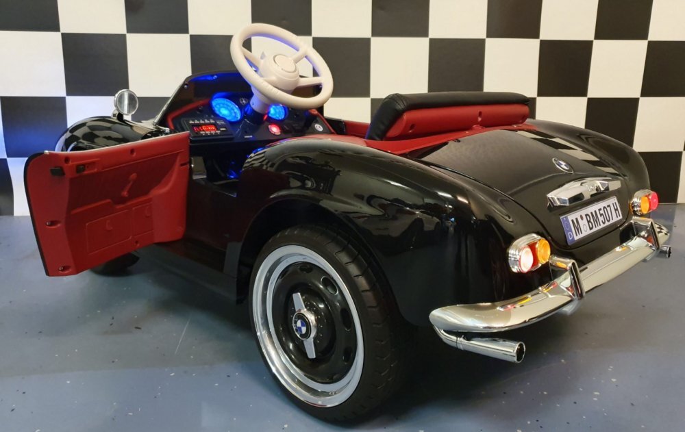 Cars4Kids Masinuta electrica pentru copii BMW 507 Negru Metalic 12V licenta oficiala design clasic telecomanda 2.4G