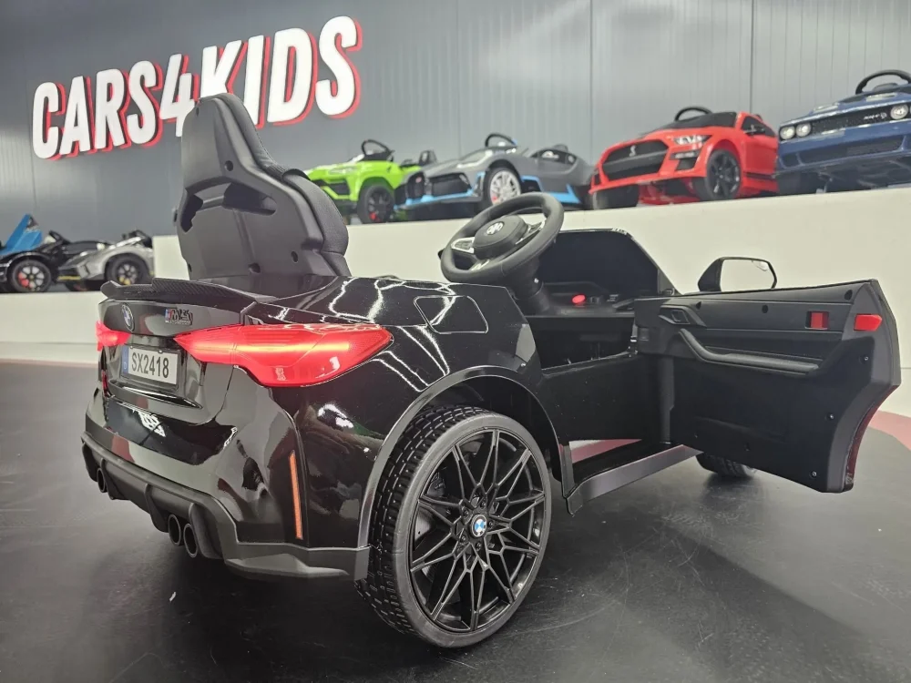 Cars4Kids Masinuta electrica pentru copii BMW M4 Negru Metalic 12V licenta oficiala telecomanda 2.4G scaun piele