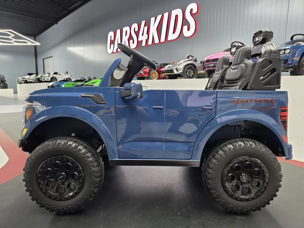 Cars4Kids Masinuta electrica pentru copii Ford Raptor 24V Albastru 2 locuri licenta oficiala telecomanda 2.4G scaun piele