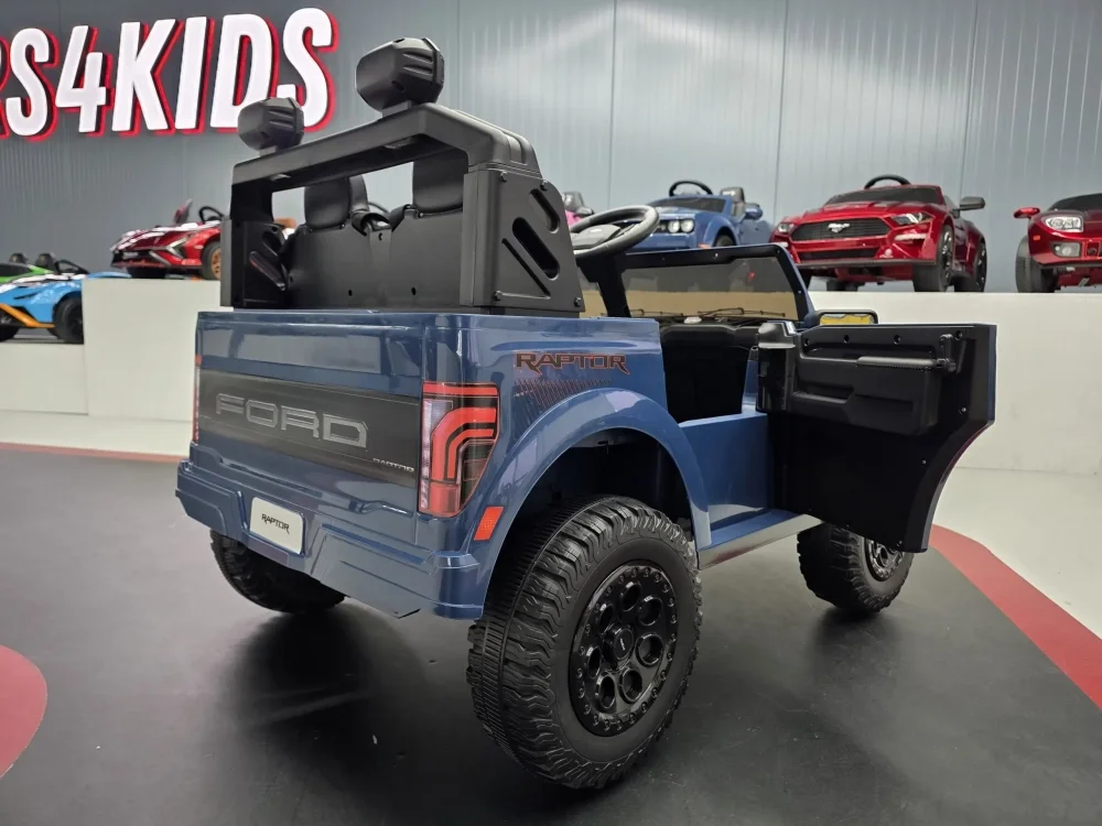 Cars4Kids Masinuta electrica pentru copii Ford Raptor 24V Albastru 2 locuri licenta oficiala telecomanda 2.4G scaun piele