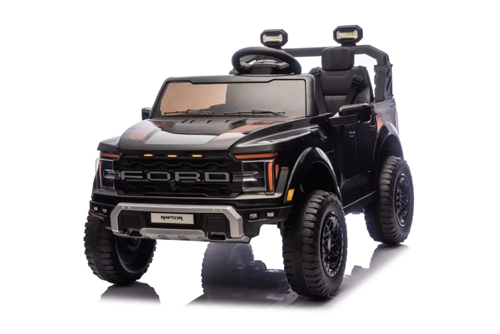 Cars4Kids Masinuta electrica pentru copii Ford Raptor 24V Negru 2 locuri licenta oficiala telecomanda 2.4G scaun piele