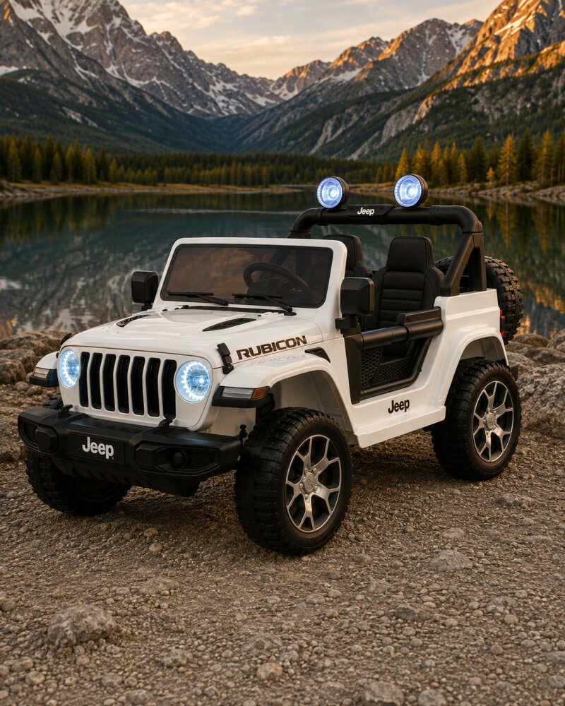 Cars4Kids Masinuta electrica pentru copii Jeep Wrangler 4x4 12V telecomanda bluetooth 4 motoare usi functionale sa piele