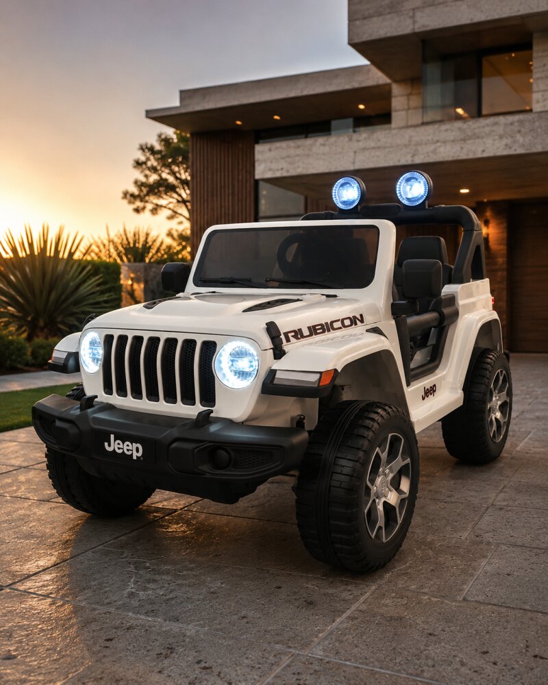 Cars4Kids Masinuta electrica pentru copii Jeep Wrangler 4x4 12V telecomanda bluetooth 4 motoare usi functionale sa piele