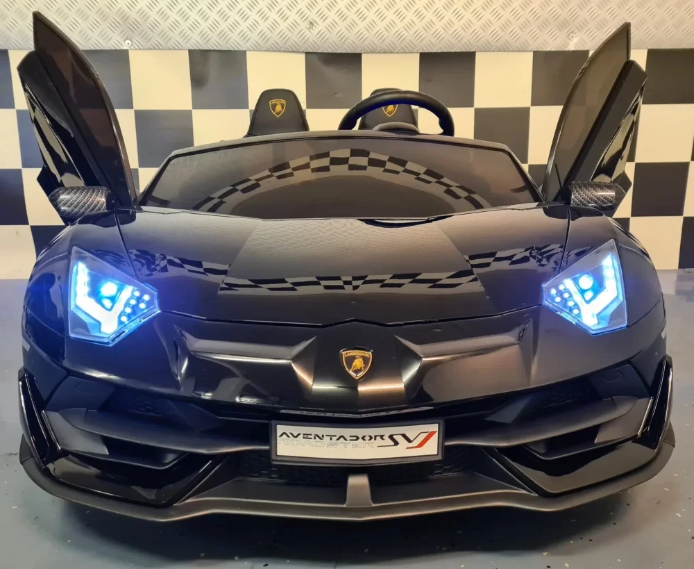 Cars4Kids Masinuta electrica pentru copii Lamborghini Aventador SVJ 24V Negru 2 locuri licenta oficiala Drift usi verticale telecomanda