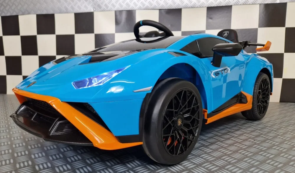 Cars4Kids Masinuta electrica pentru copii Lamborghini Huracan STO 12V functie drift telecomanda 2.4G bluetooth USB sa piele 3-5 ani