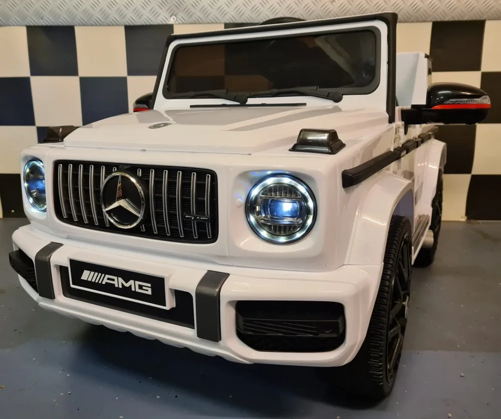 Cars4Kids Masinuta electrica pentru copii Mercedes G63 AMG Alb 12V licenta oficiala 4 motoare telecomanda 2.4G