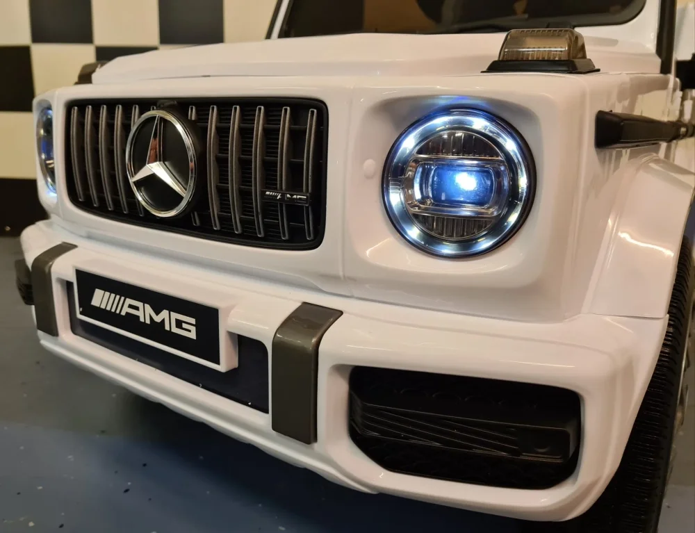 Cars4Kids Masinuta electrica pentru copii Mercedes G63 AMG Alb 12V licenta oficiala 4 motoare telecomanda 2.4G
