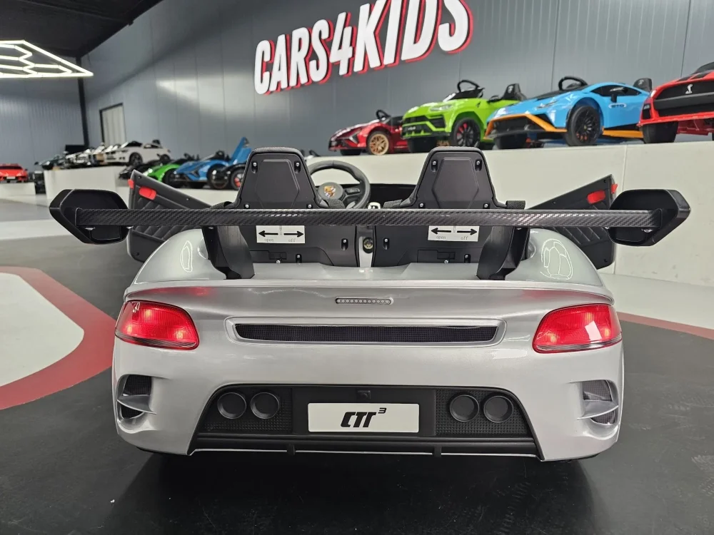 Cars4Kids Masinuta electrica pentru copii Porsche RUF 24V Argintiu Metalic 2 locuri licenta oficiala telecomanda 2.4G scaun piele