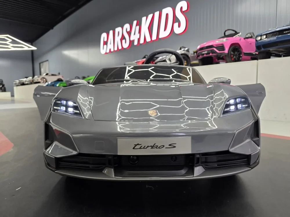 Cars4Kids Masinuta electrica pentru copii Porsche Taycan Turbo S 24V Gri 2 locuri licenta oficiala telecomanda 2.4G scaun piele