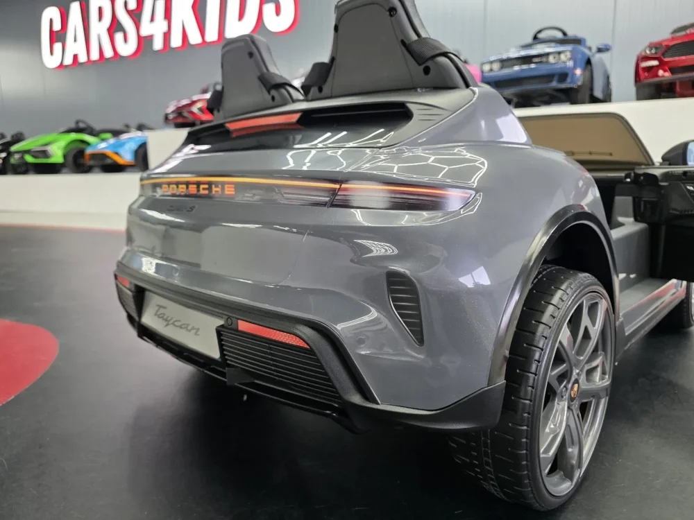 Cars4Kids Masinuta electrica pentru copii Porsche Taycan Turbo S 24V Gri 2 locuri licenta oficiala telecomanda 2.4G scaun piele