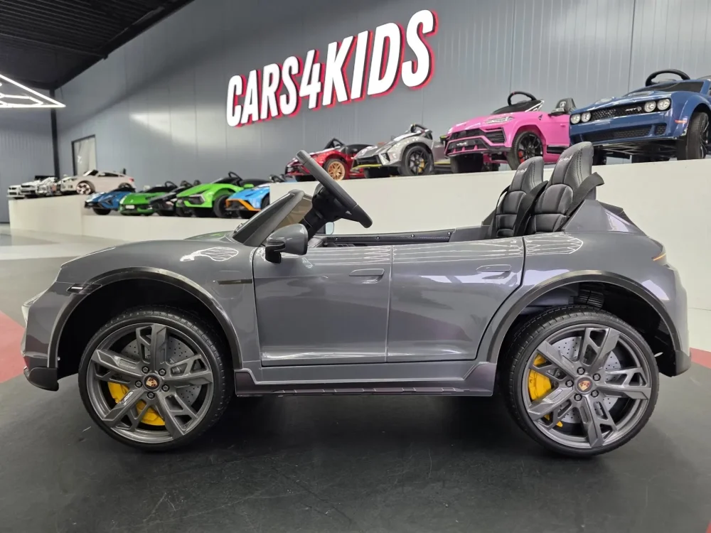 Cars4Kids Masinuta electrica pentru copii Porsche Taycan Turbo S 24V Gri 2 locuri licenta oficiala telecomanda 2.4G scaun piele