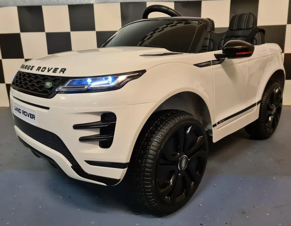 Cars4Kids Masinuta electrica pentru copii Range Rover Evoque Alb 12V 10Ah 4 motoare suspensii telecomanda 2.4G roti cauciuc scaun piele 3 ani+