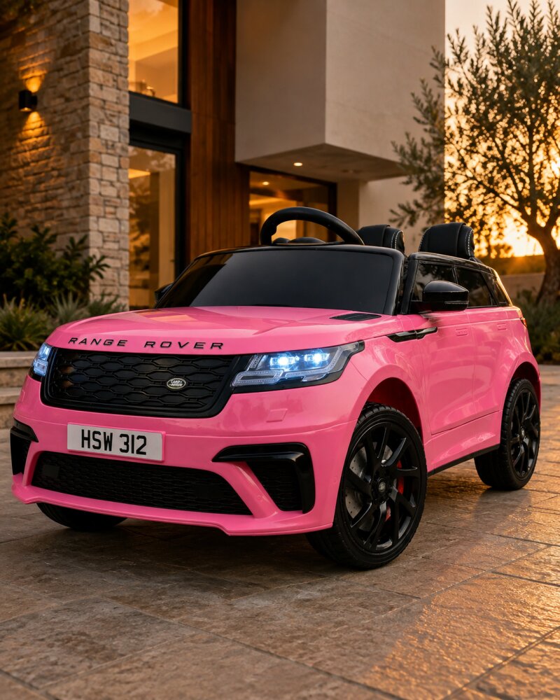 Cars4Kids Masinuta electrica pentru copii Range Rover Velar Roz 12V telecomanda 2.4G sa piele centura 5 puncte