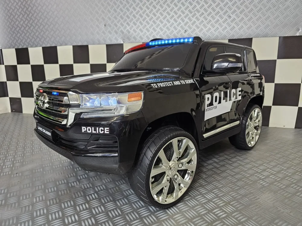 Cars4Kids Masinuta electrica pentru copii Toyota Land Cruiser Police 24V Negru licenta oficiala Toyota girofar Led telecomanda 2.4G 3-5 ani