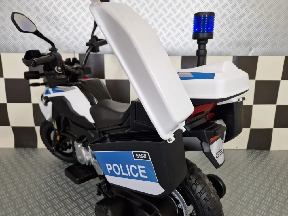 Cars4Kids Motocicleta electrica pentru copii Politie BMW F850 12V roti ajutatoare girofar Led 3-5 ani